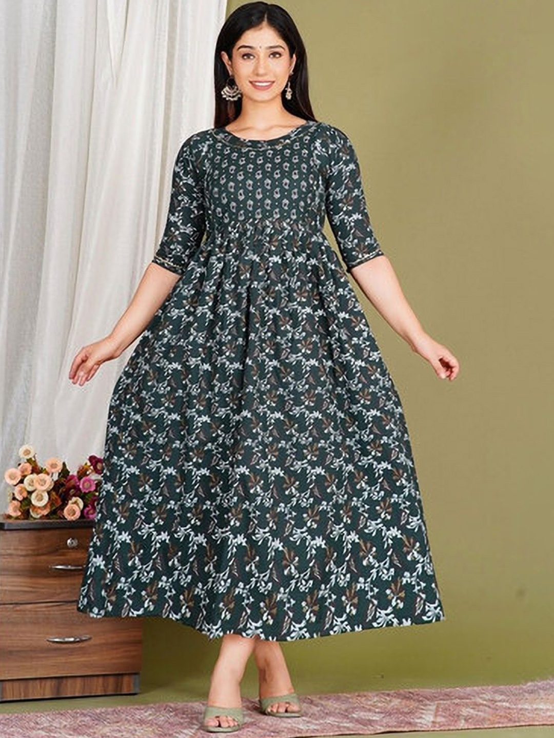 

Moda Rapido Floral Printed Maternity Feeding Dress With Zipper, Multi