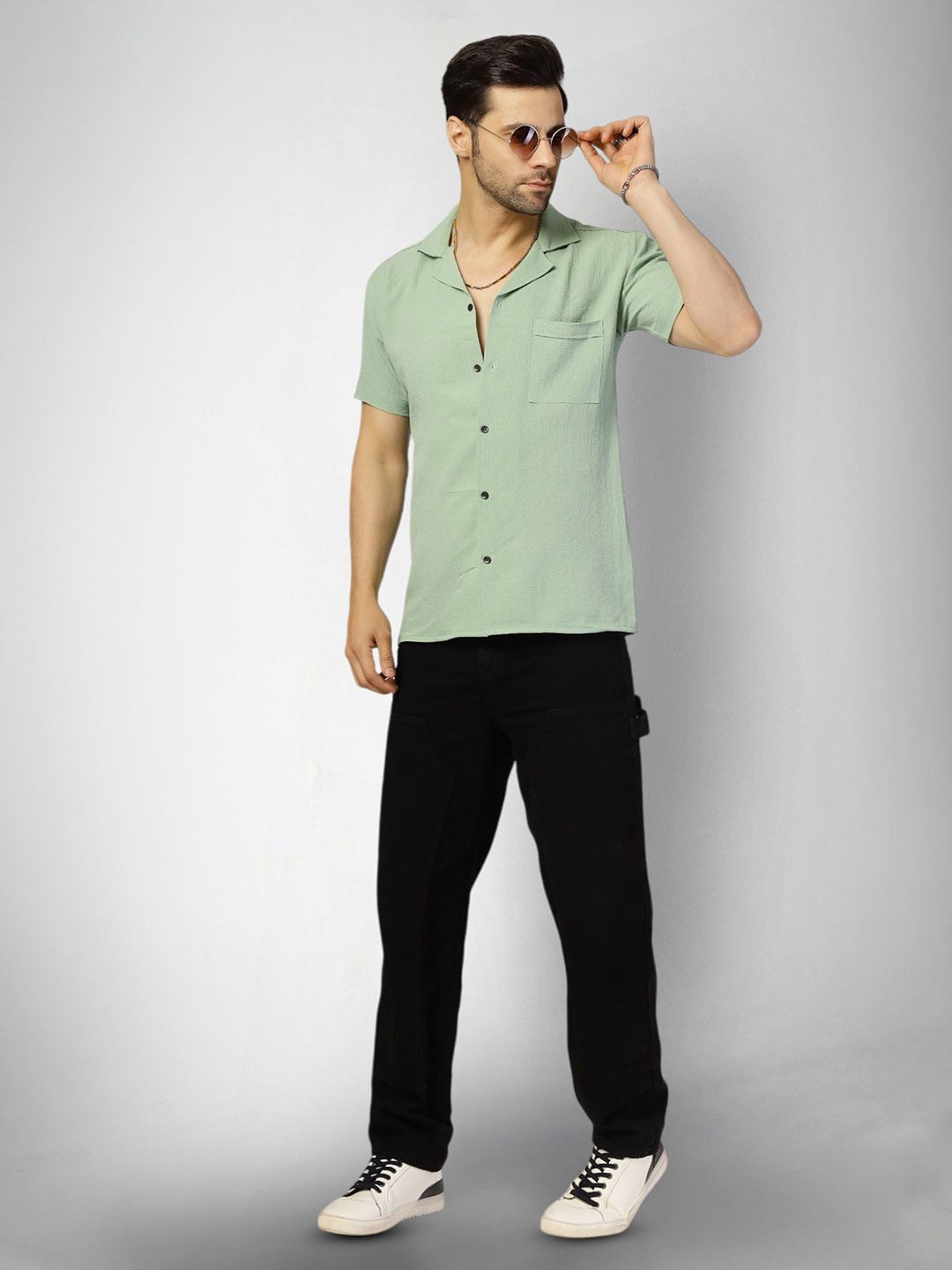 

Moda Rapido Men Original Opaque Casual Shirt, Green