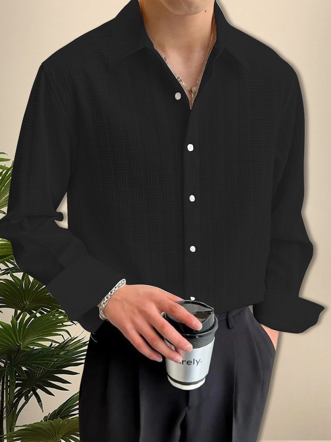 

Moda Rapido Men Original Opaque Casual Shirt, Black