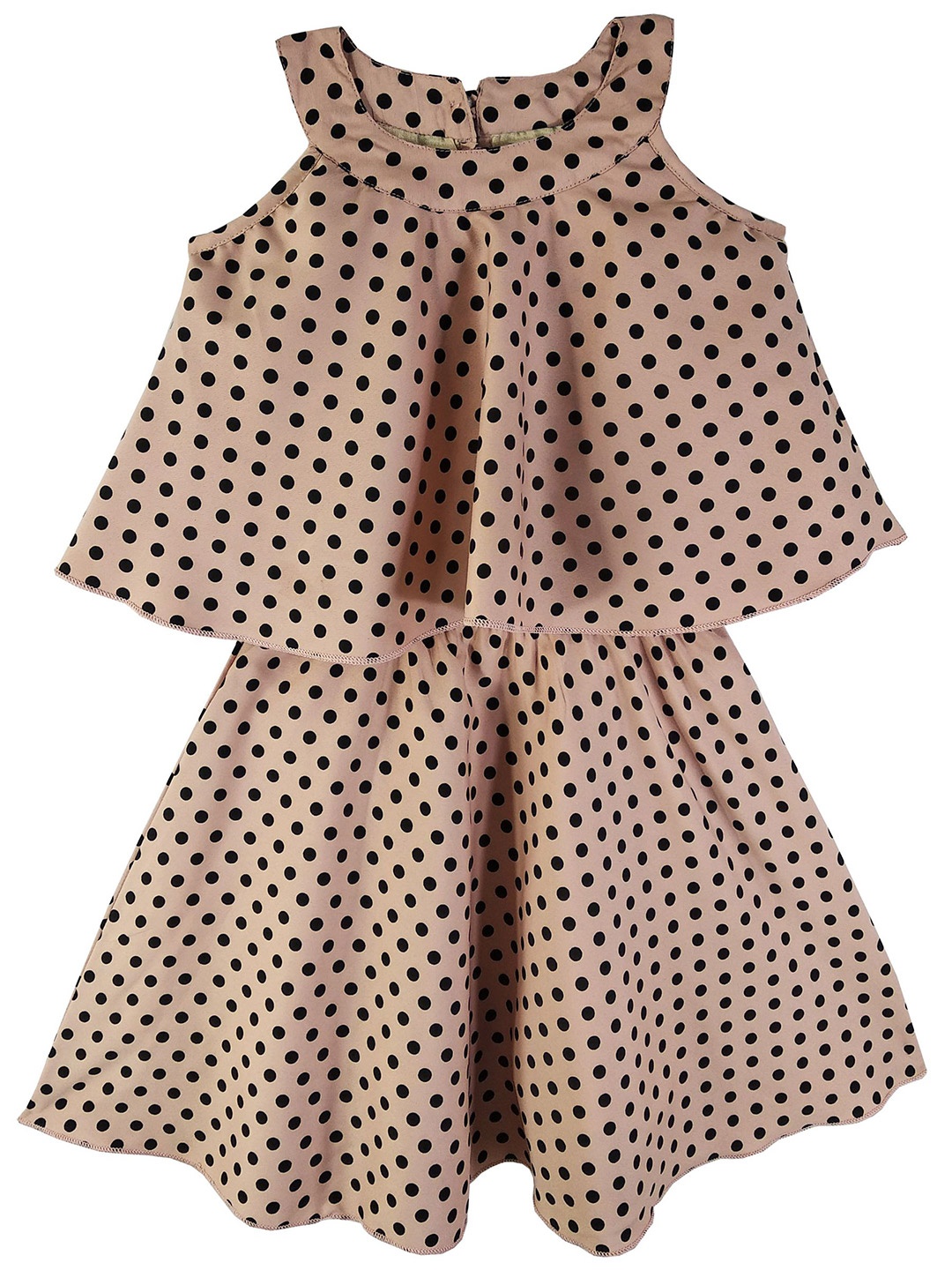 

SILK SPARROW Polka Dot Print Halter Neck Crepe Fit & Flare Dress, Peach