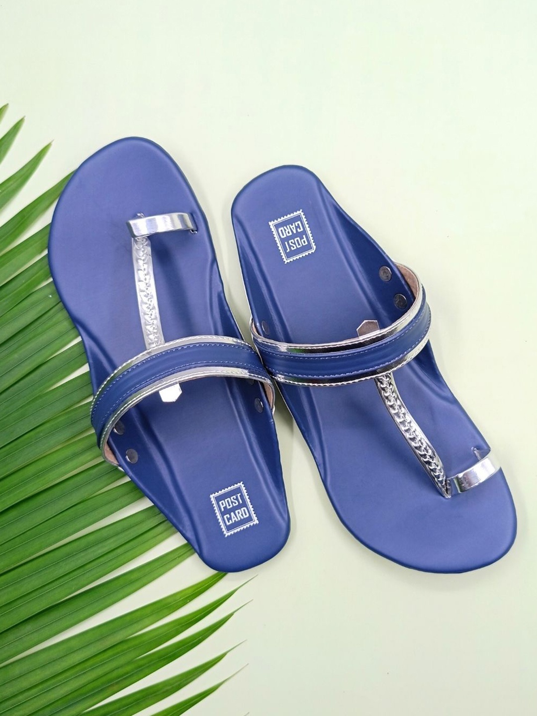 

POSTCARD Women Colourblocked One Toe Flats, Blue