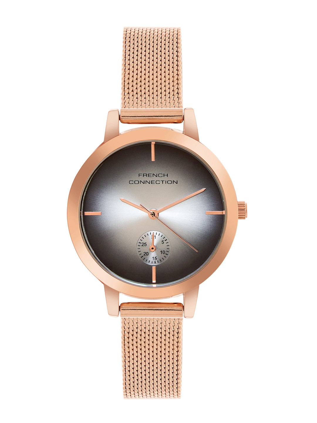 

French Connection Women Embellished Dial & Stainless Steel Bracelet Style Straps Analogue Watch FCB8RGM, Brown