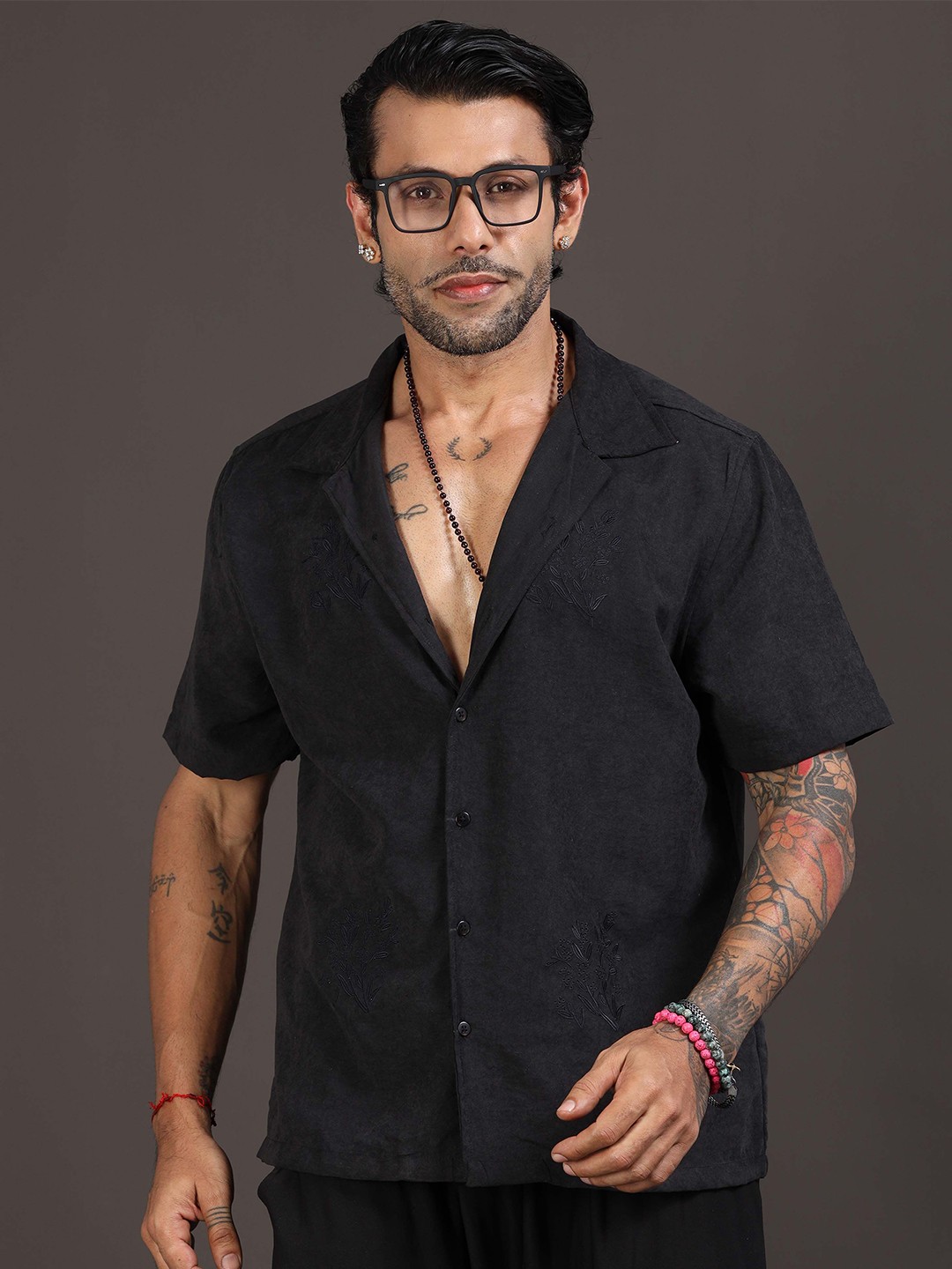 

Italian Colony Men Original Opaque Casual Shirt, Black