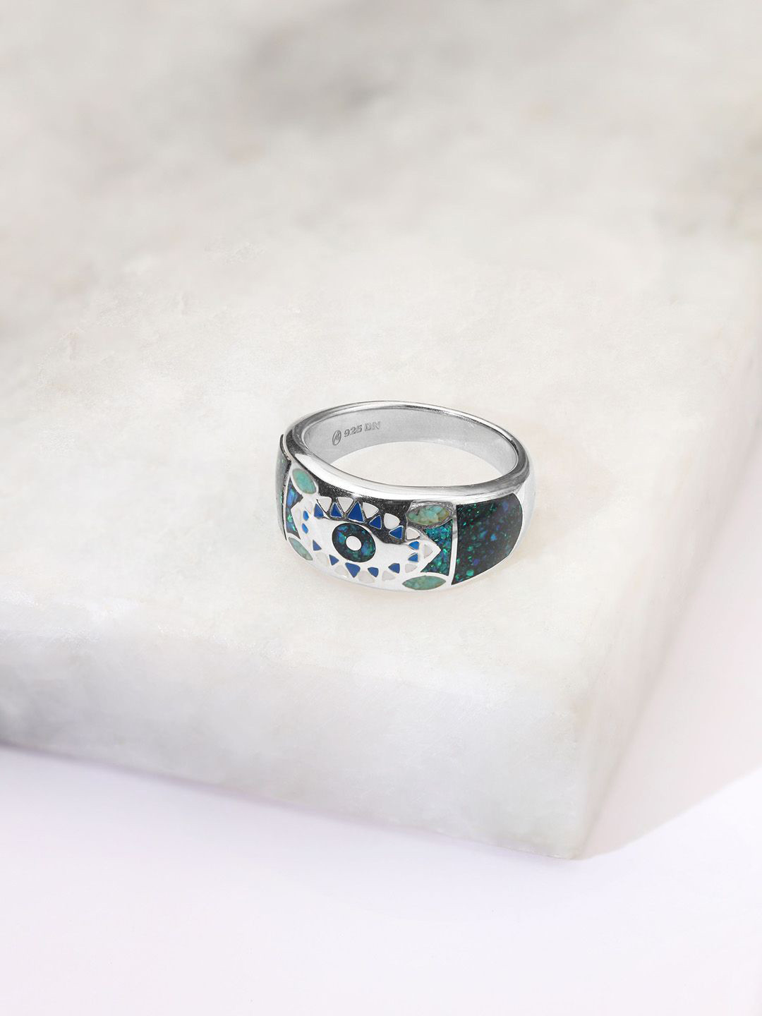 

Mia by Tanishq 925 Sterling Silver Opal Stone Studded Cosmic Pop Finger Ring