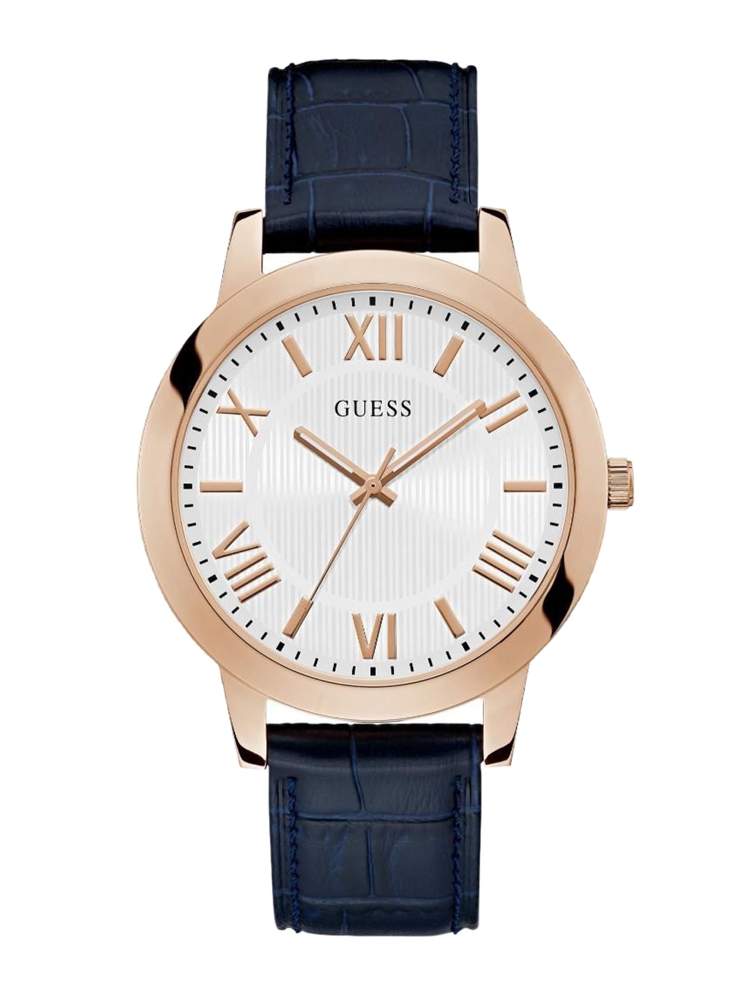 

GUESS Men Brass Dial & Leather Textured Straps Analogue Watch U1453G3M, White