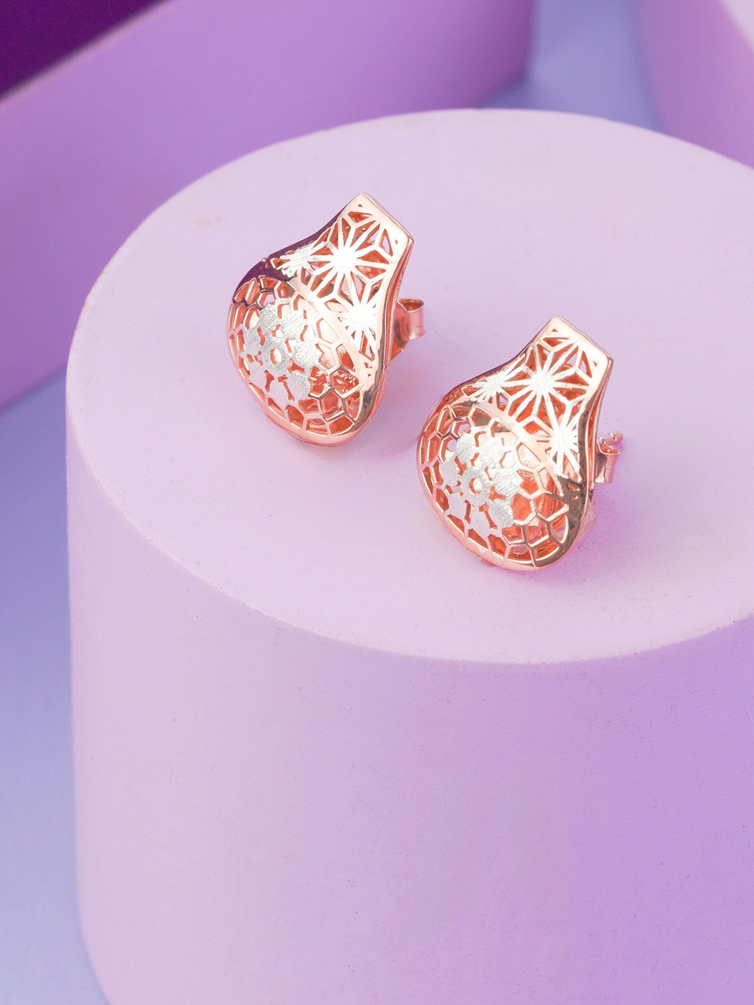 

KIORAH Sterling Silver-Plated Contemporary Shaped Studs