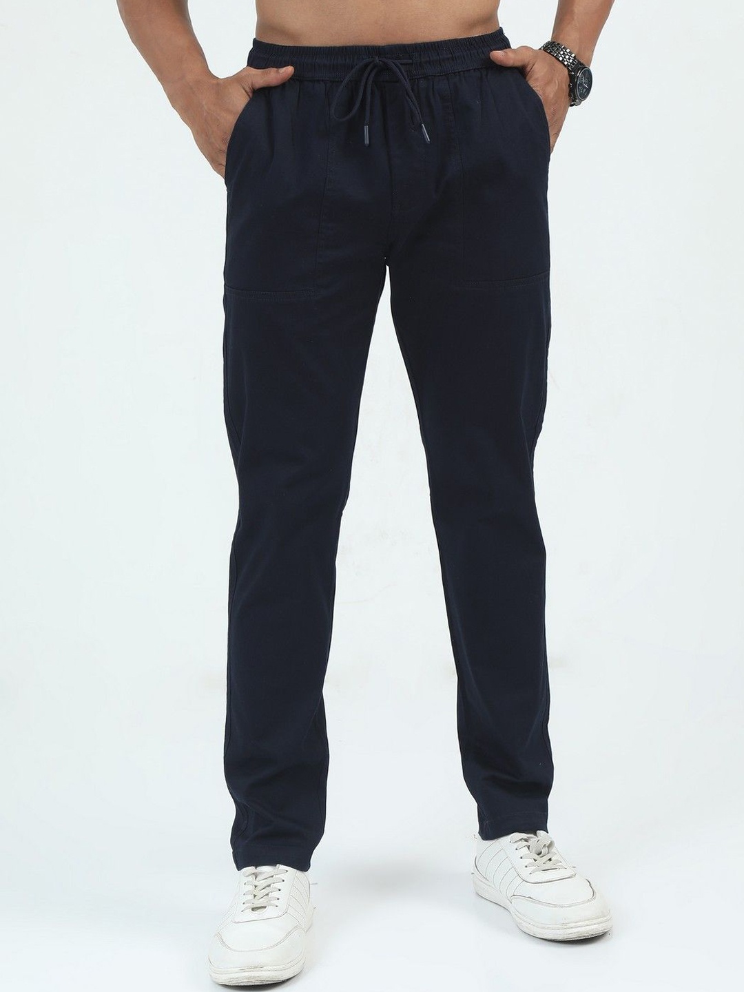 

THE BEETEL HOUSE Men Relaxed Comfy Airport Trousers, Navy blue