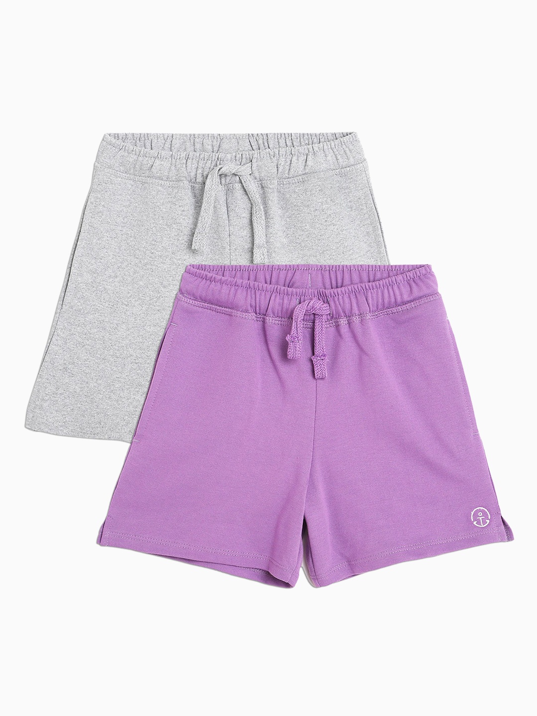 

Campana Girls Pack of 2 Regular Fit Solid Cotton Shorts, Purple