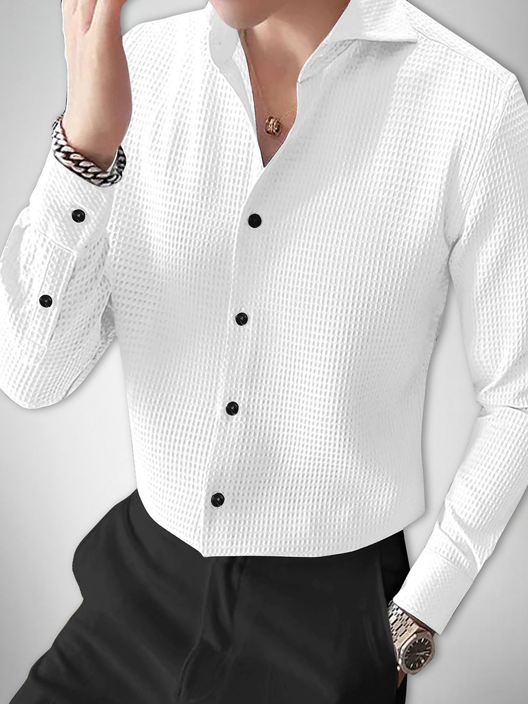 

Moda Rapido Men Original Opaque Casual Shirt, White