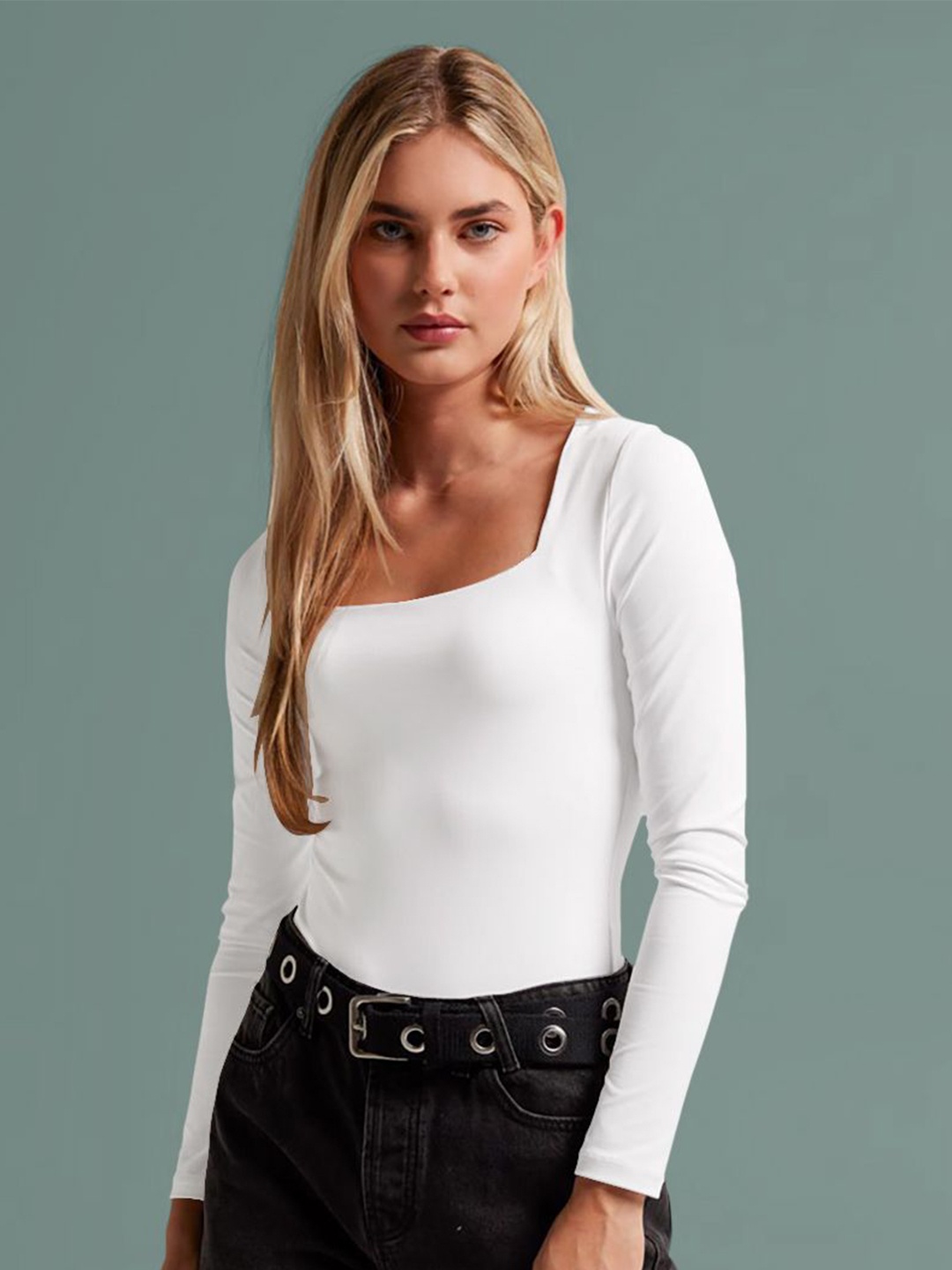 

Dream Beauty Fashion Women Square Neck Top, White
