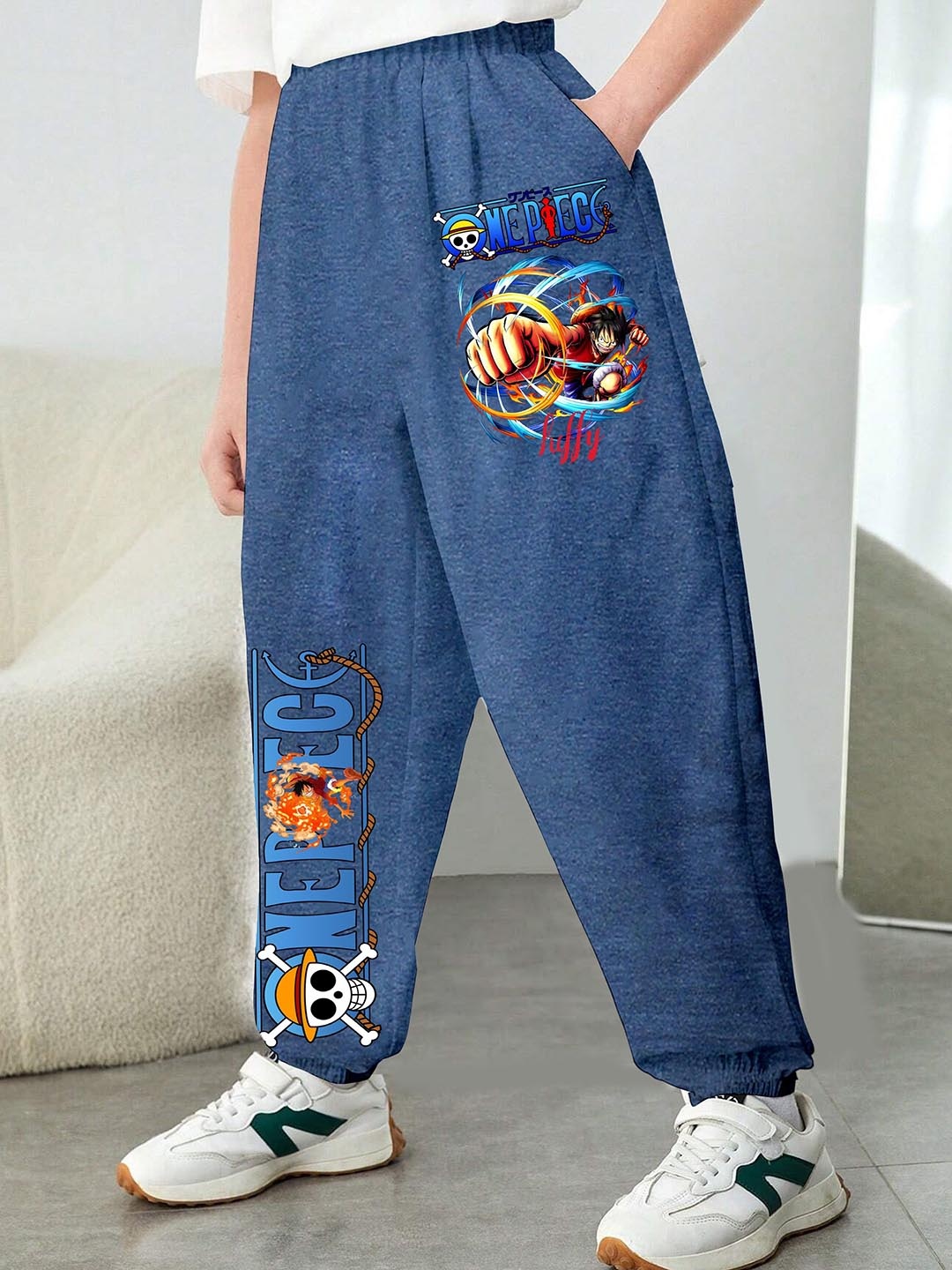 

MODARUE Boys Printed Mid Rise Joggers, Blue