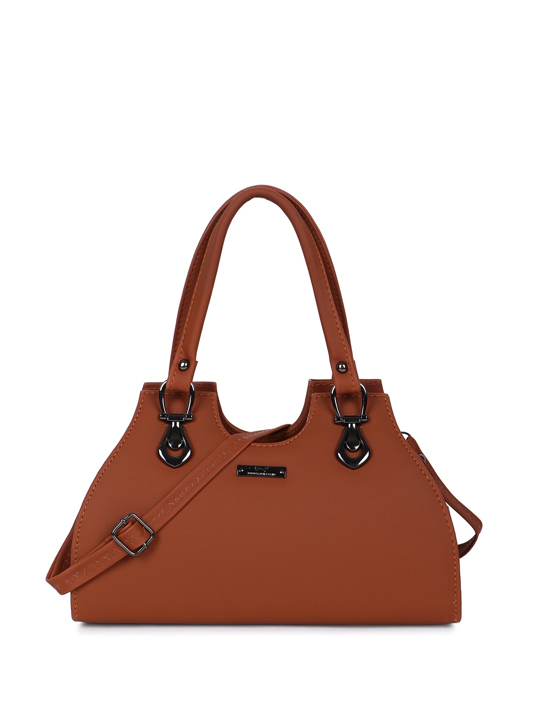 

LADY QUINTON Embellished PU Structured Handheld Bag, Tan