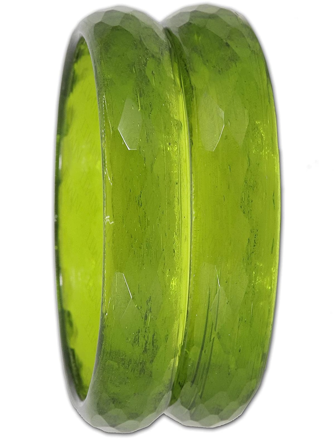 

ZULKA Set Of 2 American Diamond Studded Glass Bangles, Green