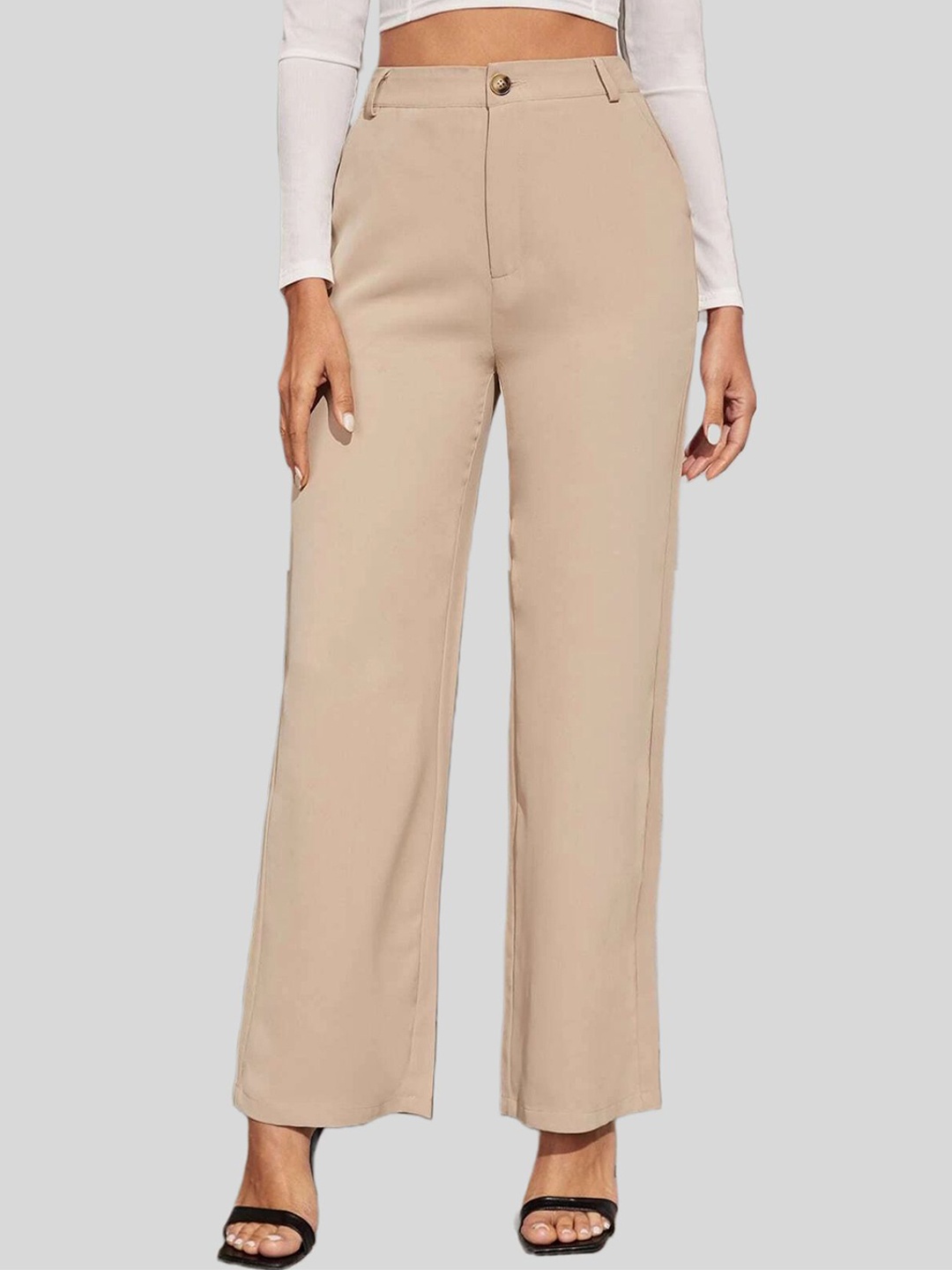 

Chemistry Women Original Straight Fit High-Rise Trousers, Beige