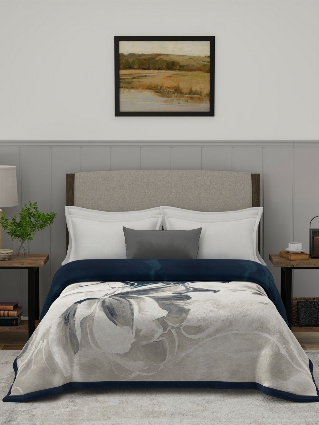

MYTRIDENT White & Black Floral Heavy Winter Double Bed Blanket