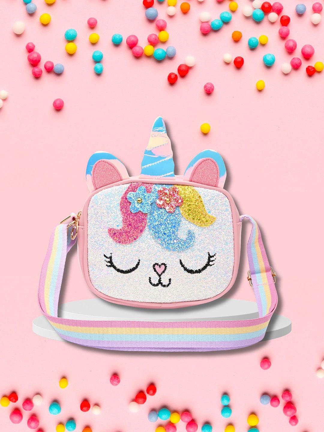 

Asthetika Kids Embellished PU Sling Bag, Pink