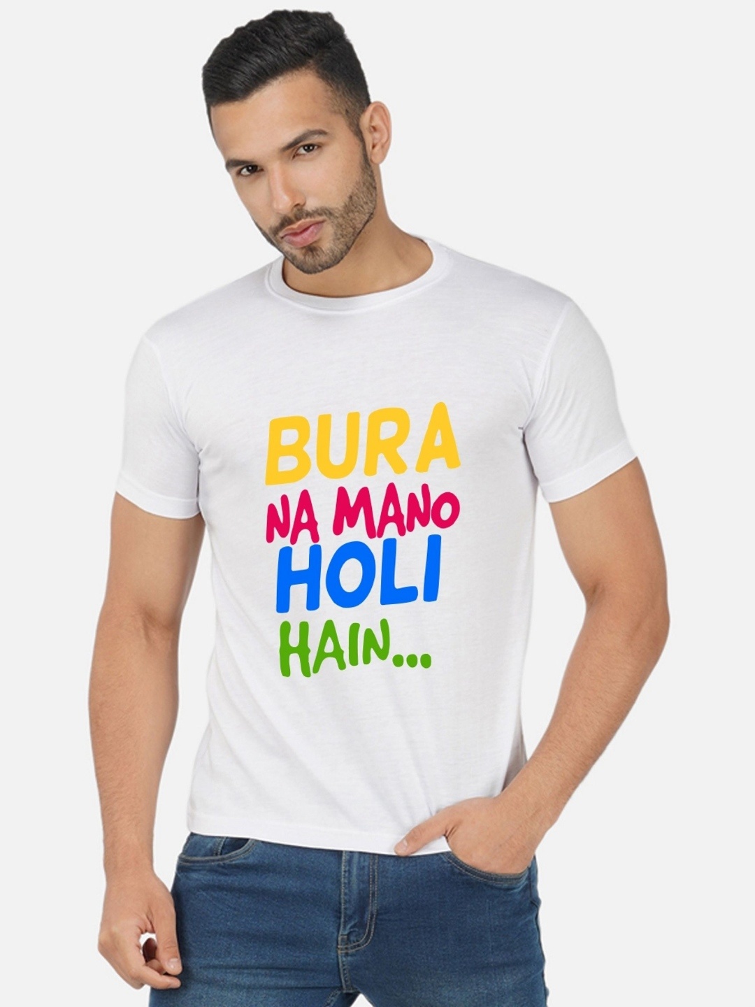 

Moda Rapido Men Holi Printed Tshirt, White