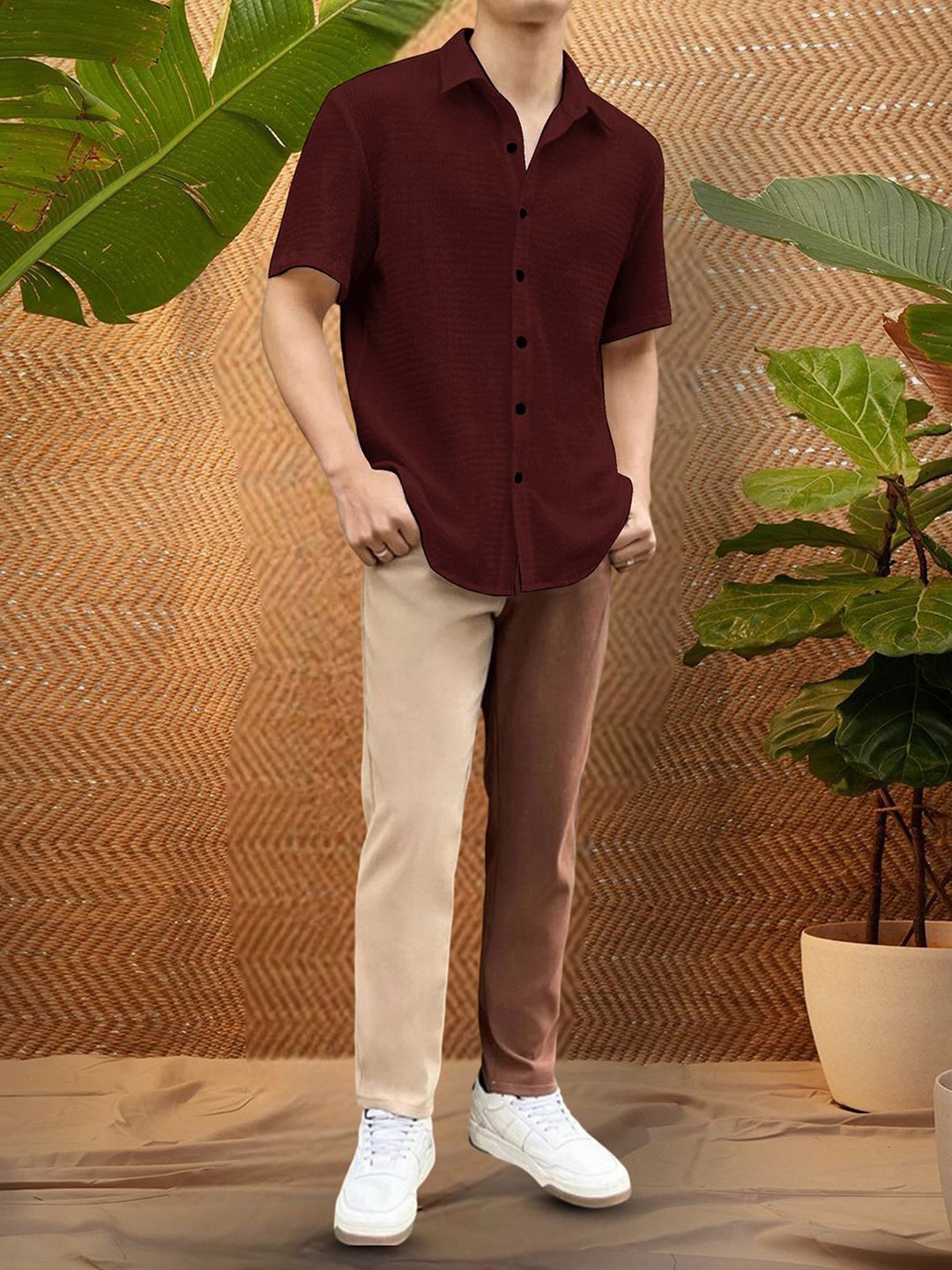 

Moda Rapido Men Original Opaque Casual Shirt, Maroon