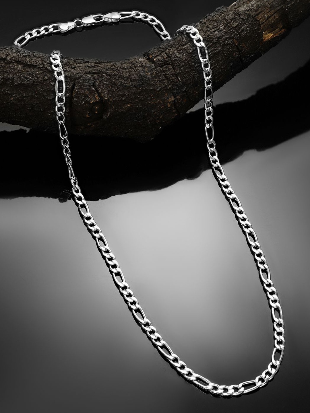 

Rubans Men Silver-Plated Figaro Chunky Chain Necklace Bold & Stylish Statement Piece