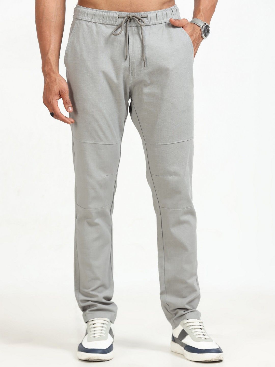 

THE BEETEL HOUSE Men Relaxed Linen Traveller Trousers, Steel