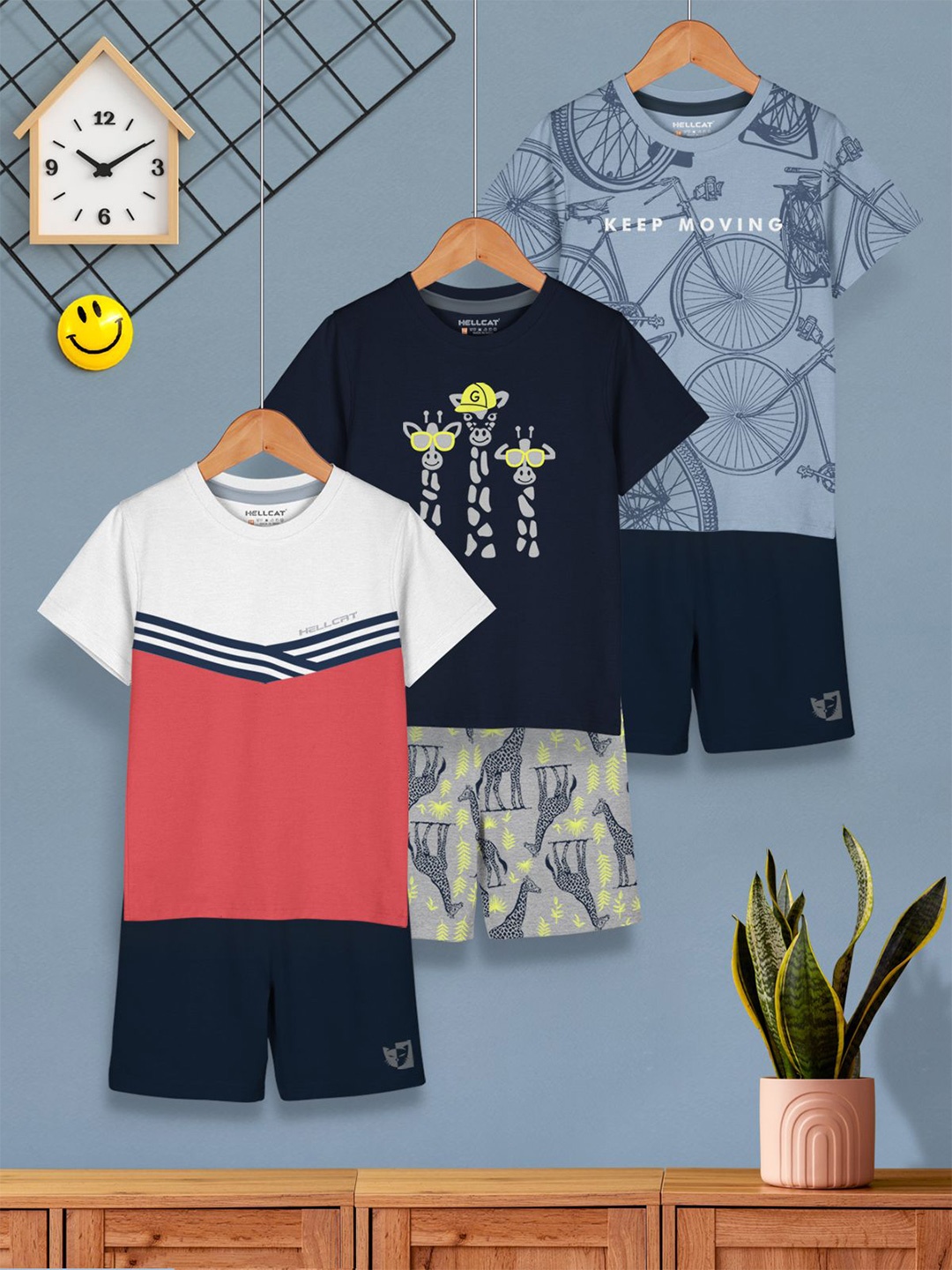 

HELLCAT Boys Printed T-shirt with Shorts, Black