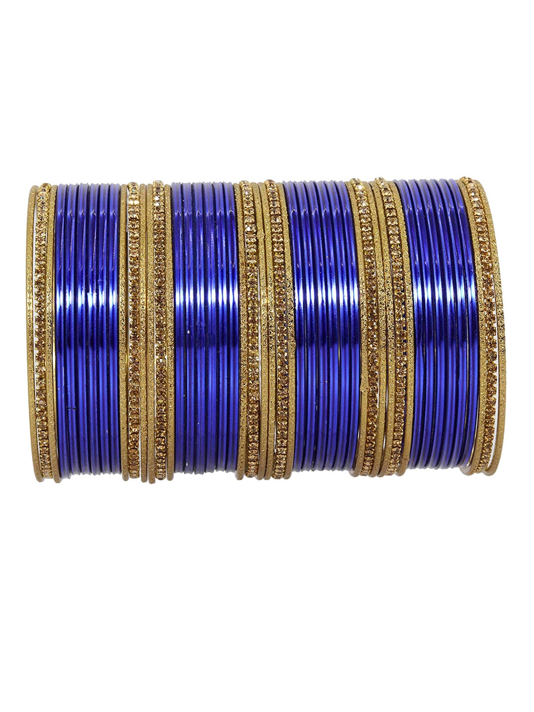 

ZULKA Set Of 48 Zircon Studded Textured Bangles, Gold