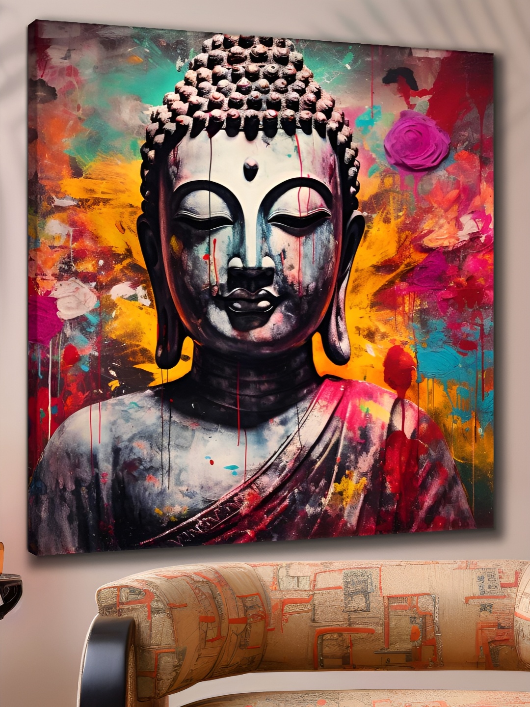 

Myntra Elegant Homes Grey & Orange 1 Piece Canvas Religious Wall Paintings