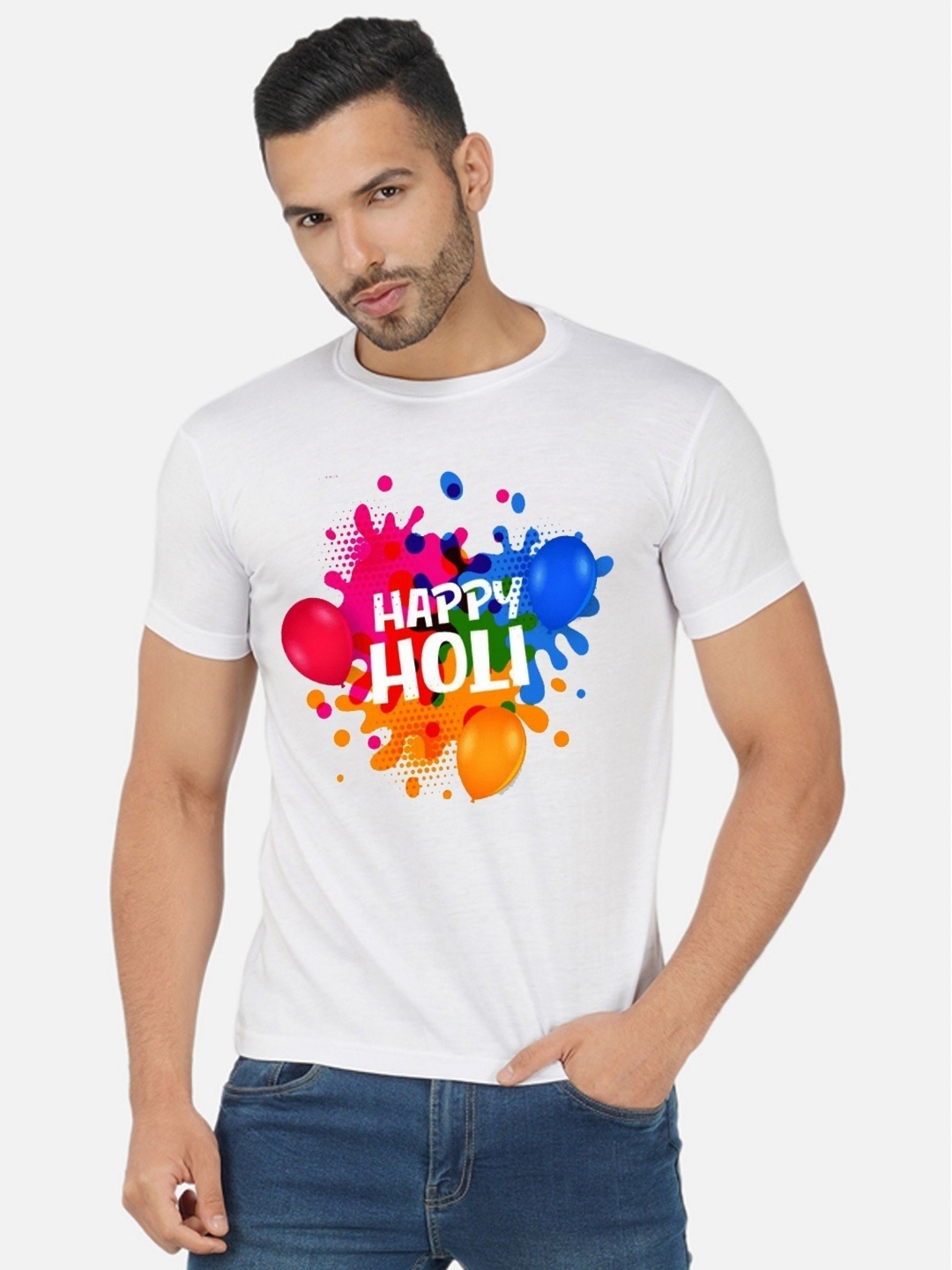 

Moda Rapido Men Holi Printed Tshirt, White