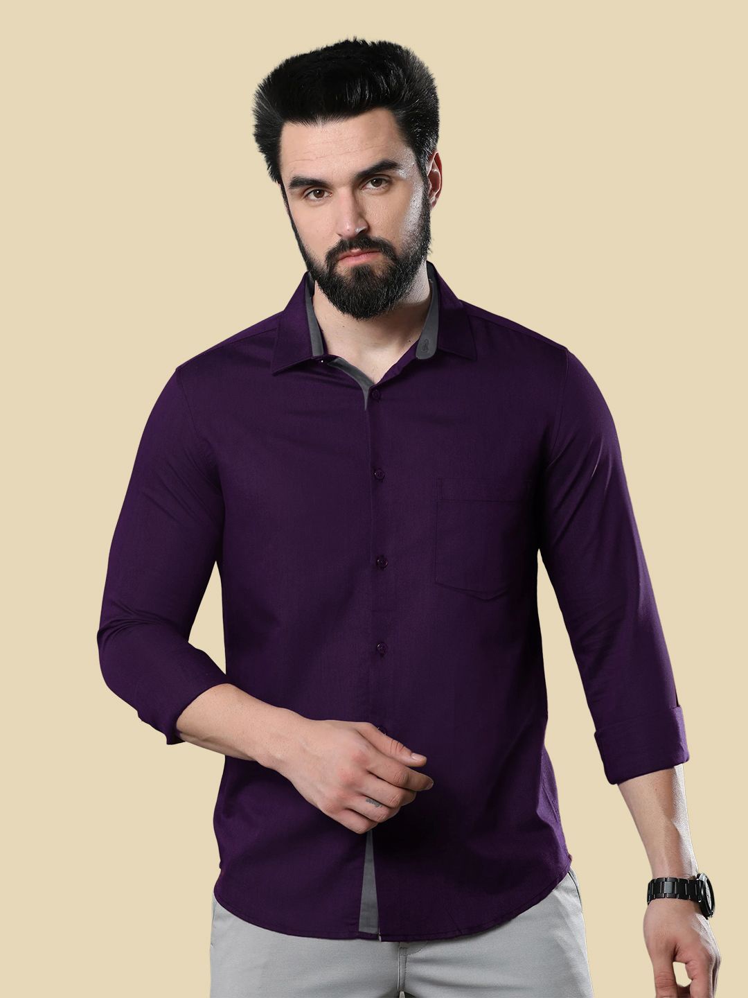 

Moda Rapido Men Standard Opaque Formal Shirt, Purple