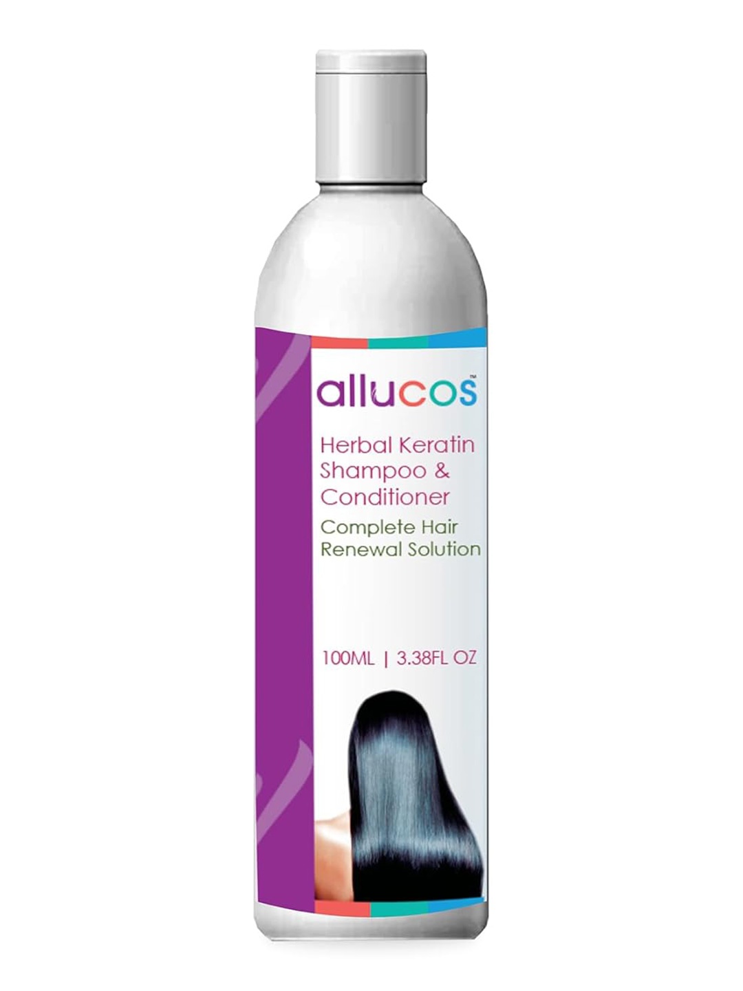 

ALLUCOS Herbal Keratin Shampoo & Conditioner with Hydrolized Keratin - 100 ml, White