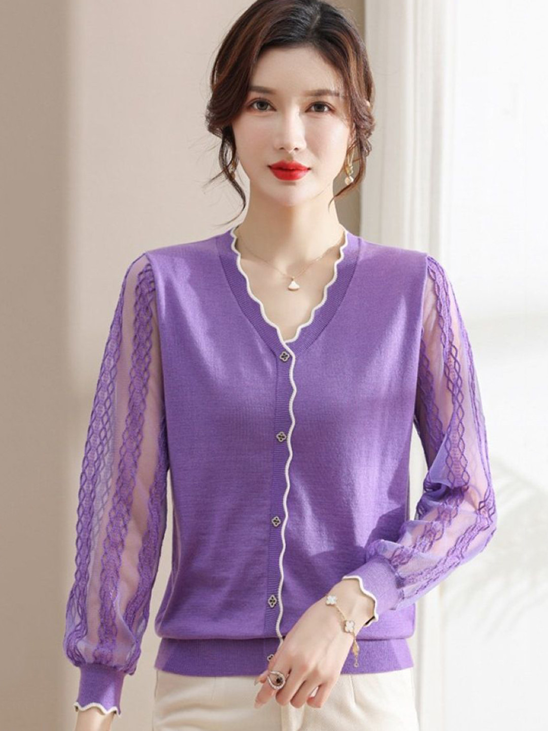 

StyleCast Women V-Neck T-shirt, Purple