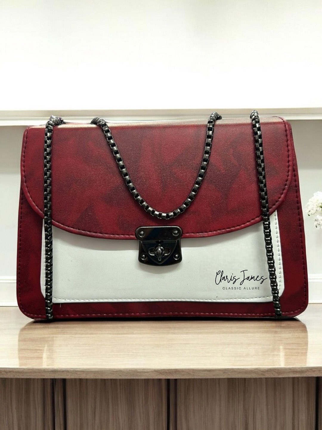 

CLARIS JAMES PU Sling Bag, Maroon