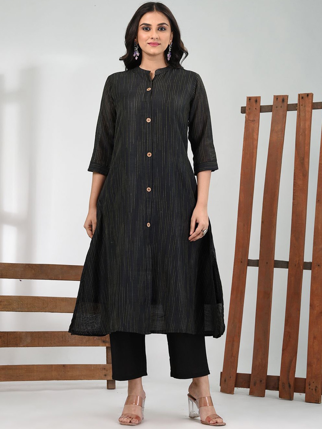 

Charukriti Women Pure Cotton Kurta with Trousers, Black