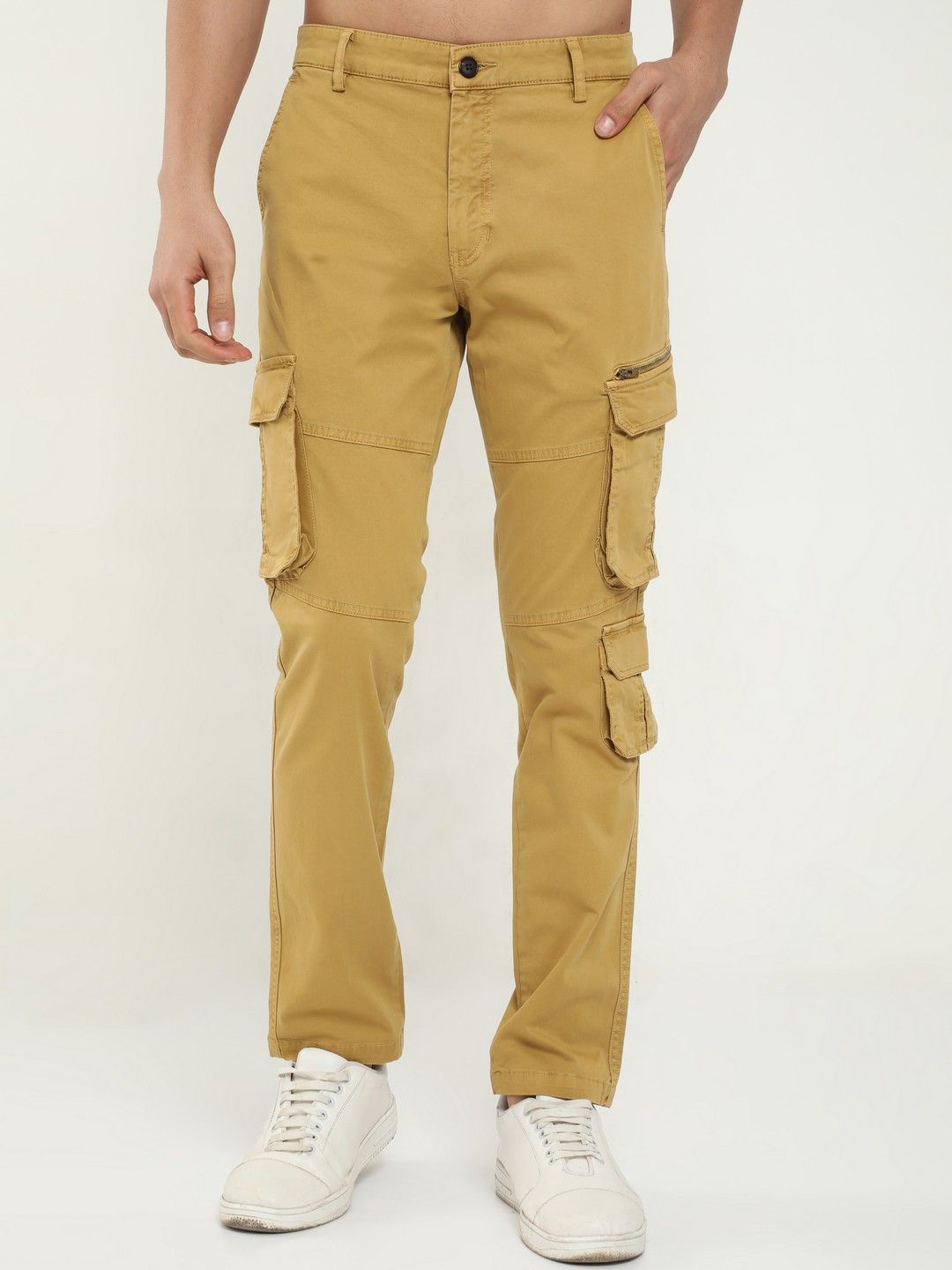 

THE BEETEL HOUSE Men Relaxed Vintage Utility Cargos Joggers, Khaki