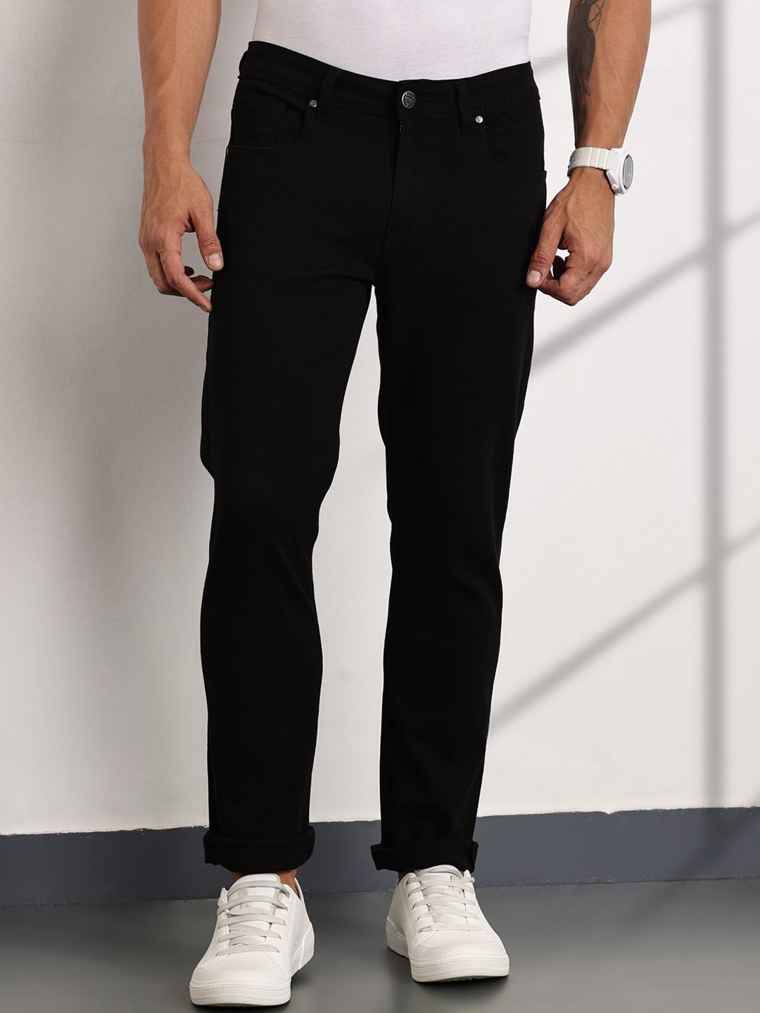 

Thomas Scott Men Smart Slim Fit Stretchable Jeans, Black