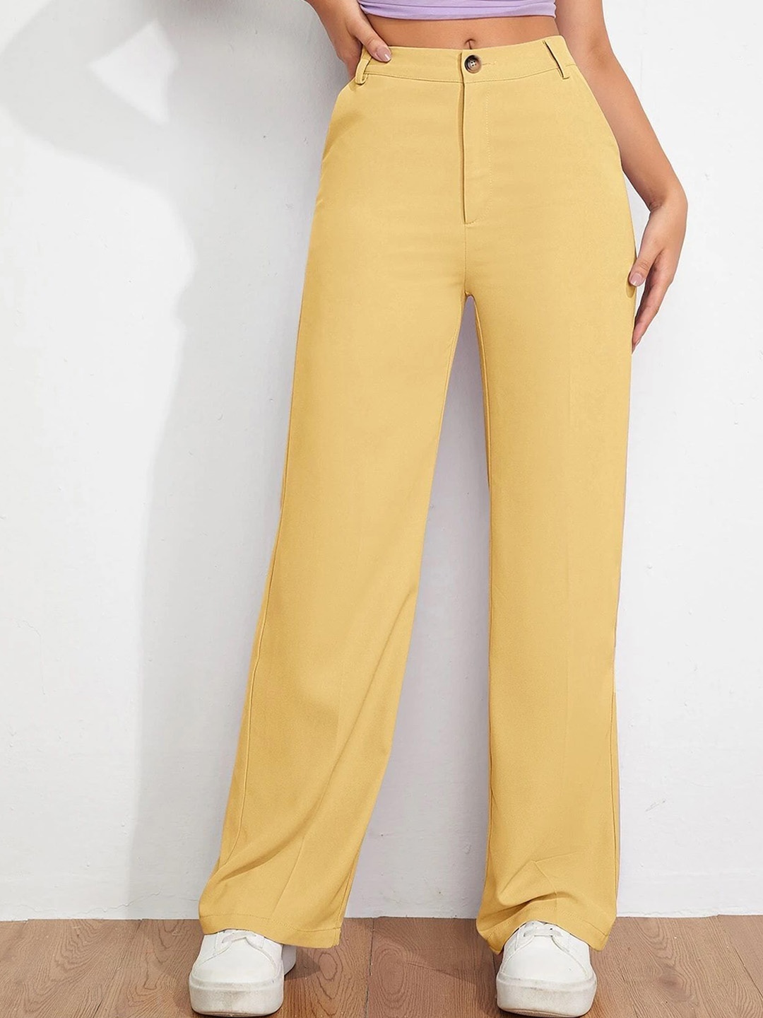 

Chemistry Women Relaxed Straight Leg High-Rise Trousers, Yellow