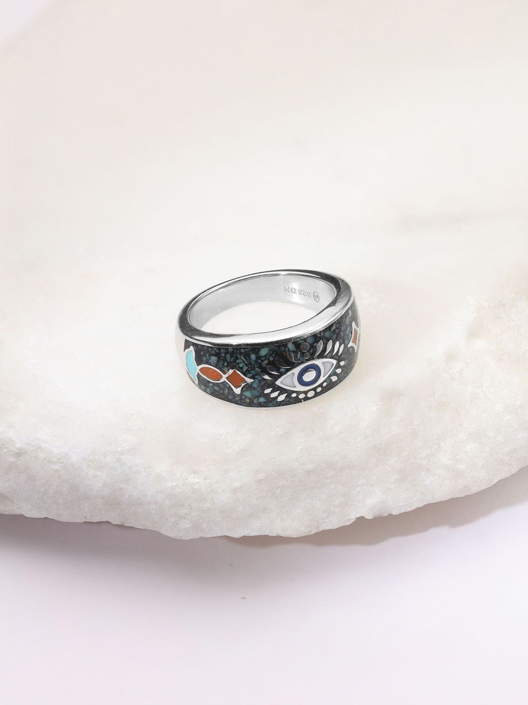 

Mia by Tanishq 925 Sterling Silver Artificial Stones Studded Cospic Drip Finger Ring