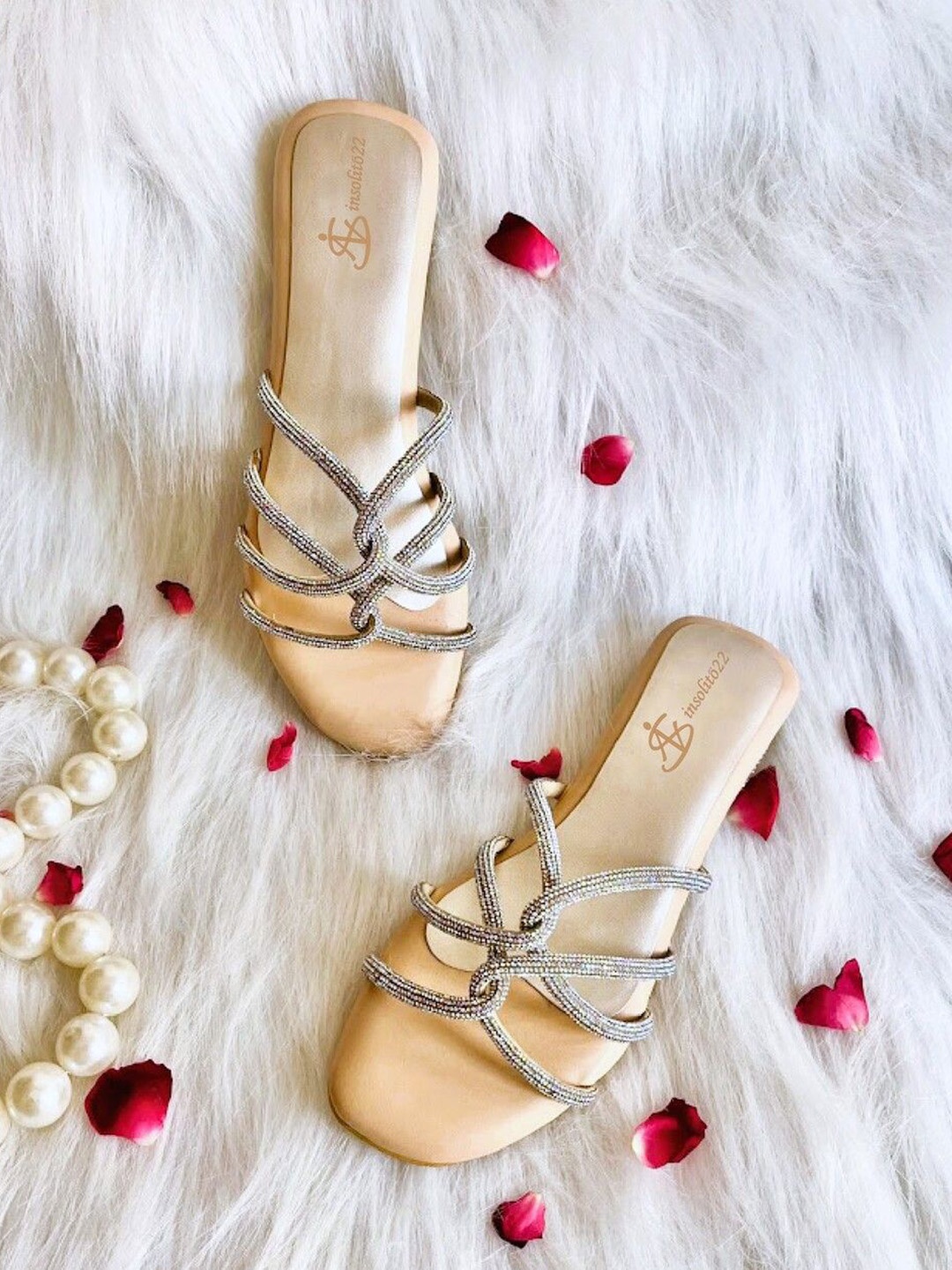 

Insolito22 Women Printed Fashion with Bows Flats, Cream