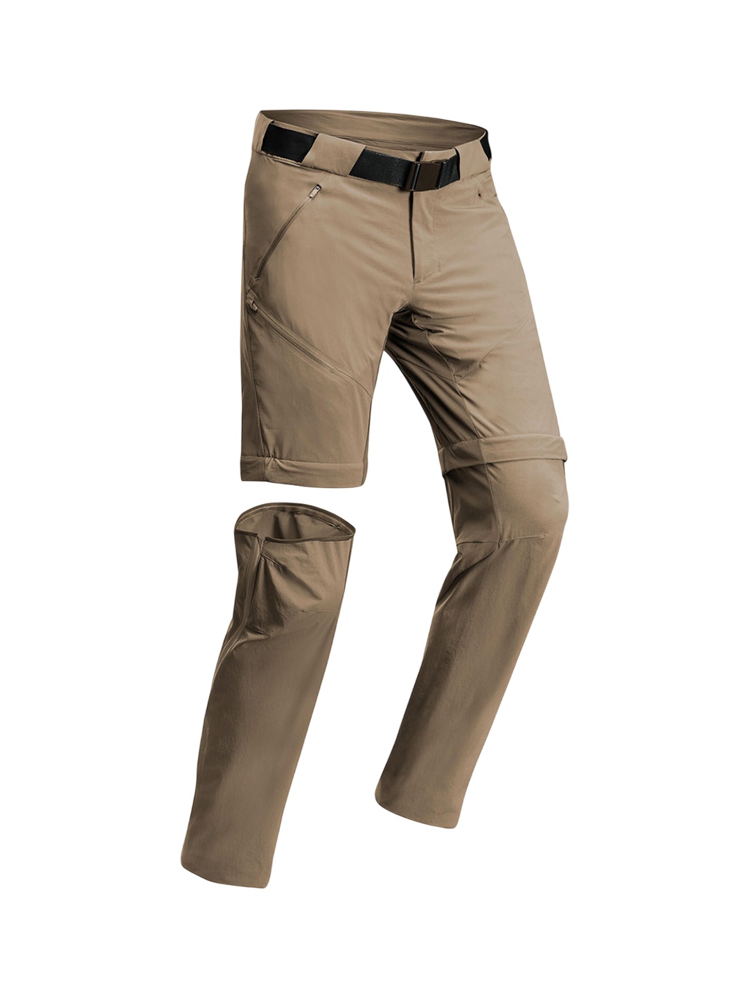 

Quechua By Decathlon Men Solid Convertible Trousers With Belt, Brown