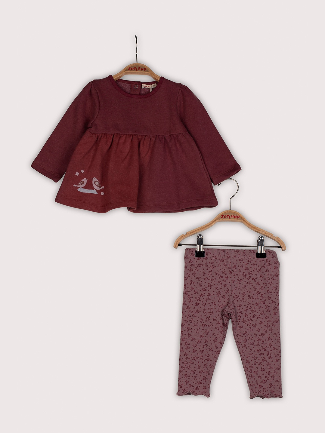 

YK Girls Printed Long Sleeve Top & Trousers Clothing Set, Maroon