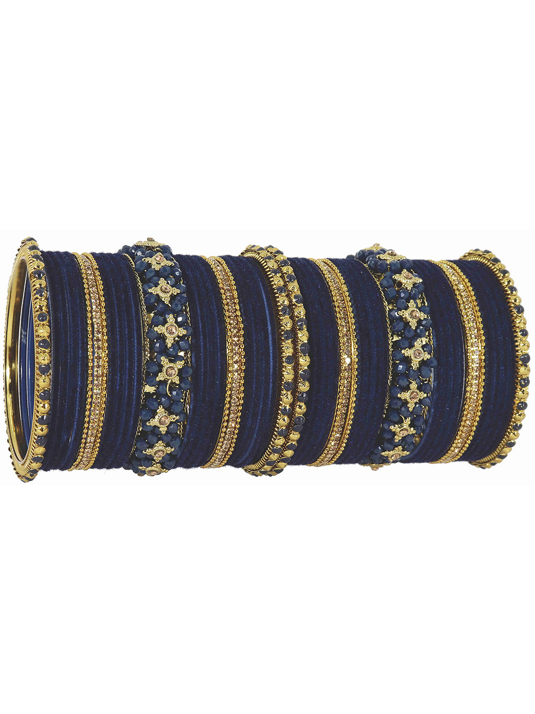 

ZULKA Set Of 50 Cubic Zirconia Stones Studded Bangles, Gold