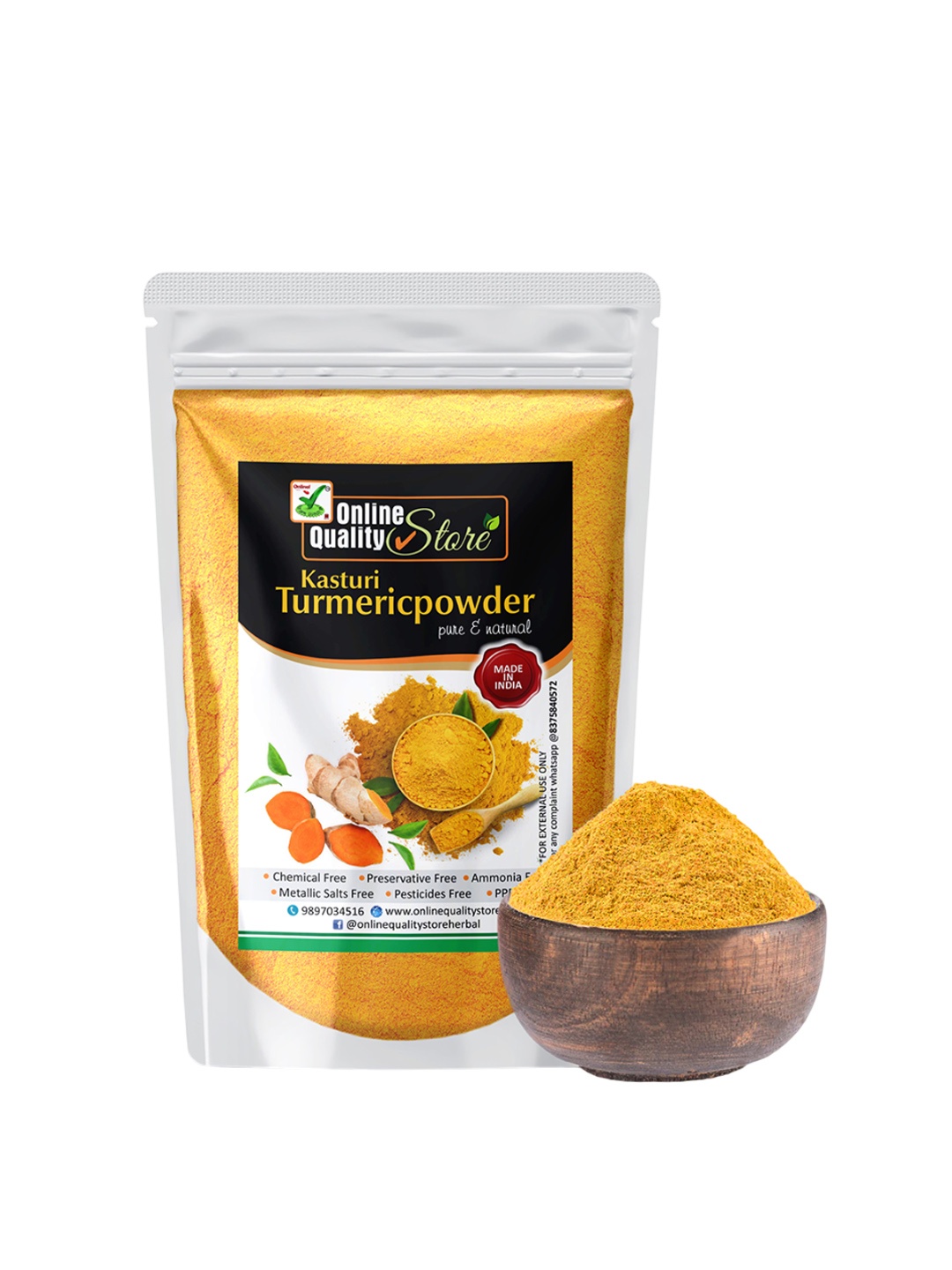 

Online Quality Store Kasturi Turmeric Mask Powder - 600 g, Yellow