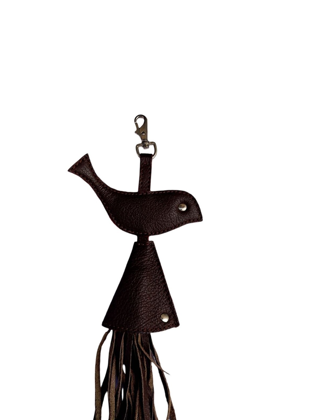 

PERKED Brown Leather Bird Shaped Key Chain