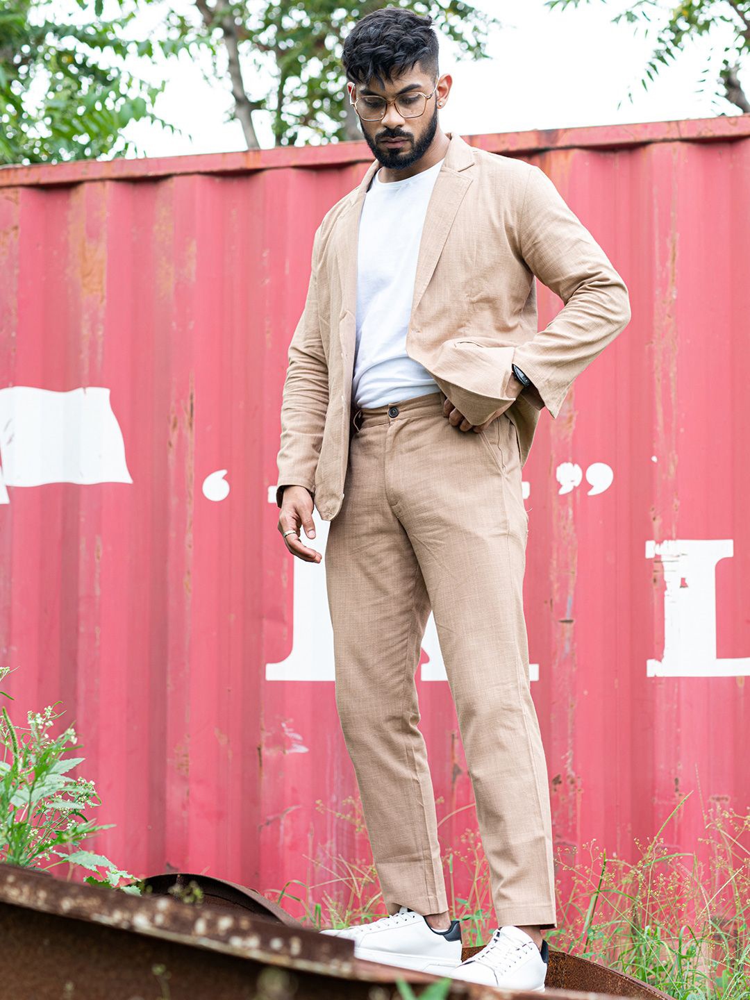 

Tistabene Shirt Collar Linen Blazer With Trouser, Beige