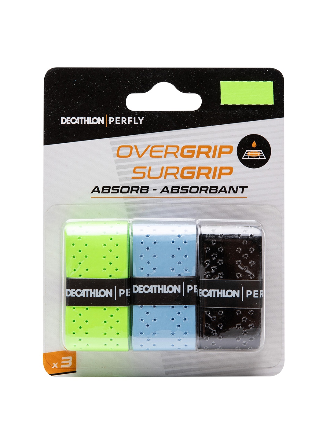 

PERFLY By Decathlon 3Pc Badminton Quick Overgrip, Green