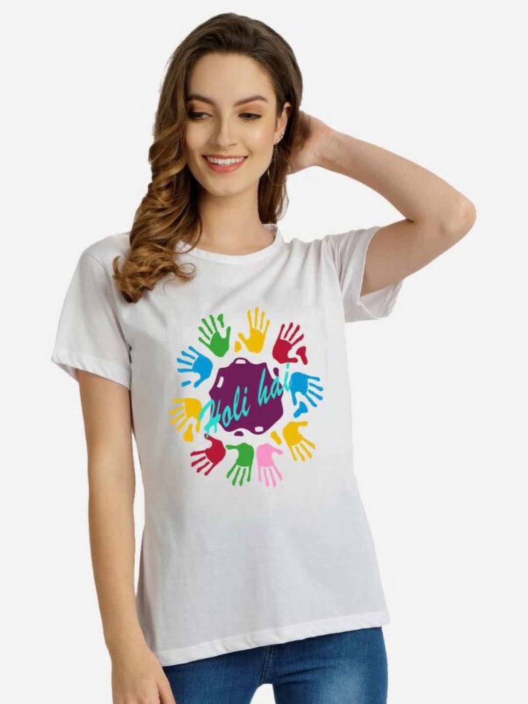 

Moda Rapido Women Holi Printed Tshirt, White