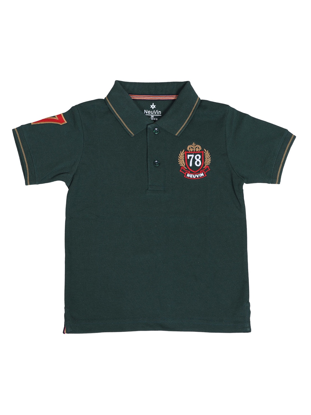 

NeuVin Boys Polo Collar Applique T-shirt, Olive