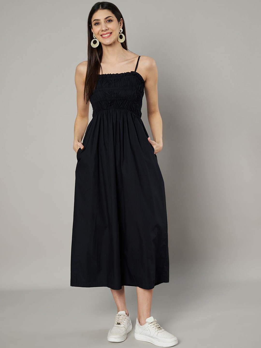

Amagyaa A-Line Midi Dress, Black