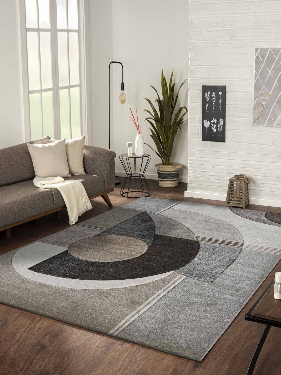 

OBSESSIONS Brown Geometric Anti-Skid Polypropylene Carpet