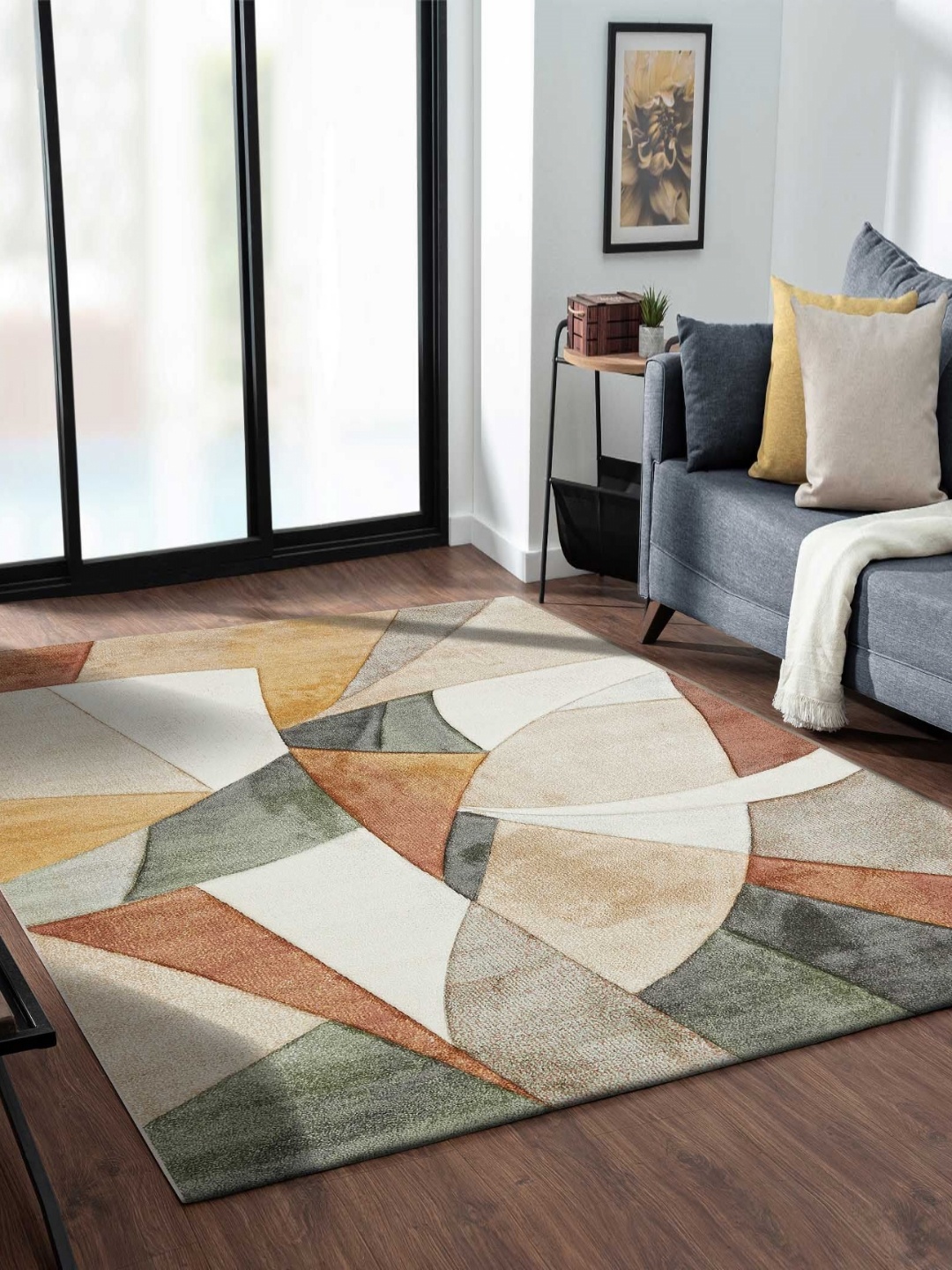 

OBSESSIONS Rust Geometric Anti-Skid Polypropylene Carpet